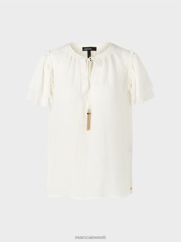 Marc Cain Riietus \"koos ümber mõtlema\" pluusi stiilis topp J8DT951 määrdunudvalge