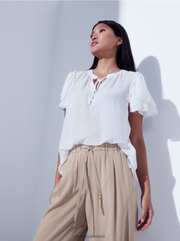 Marc Cain Riietus \"koos ümber mõtlema\" pluusi stiilis topp J8DT951 määrdunudvalge