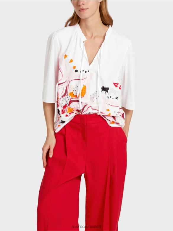 Marc Cain Riietus laienev pluus 3/4 pikkuste varrukatega J8DT918 sügav punane