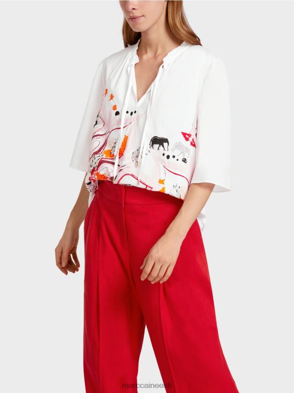 Marc Cain Riietus laienev pluus 3/4 pikkuste varrukatega J8DT918 sügav punane