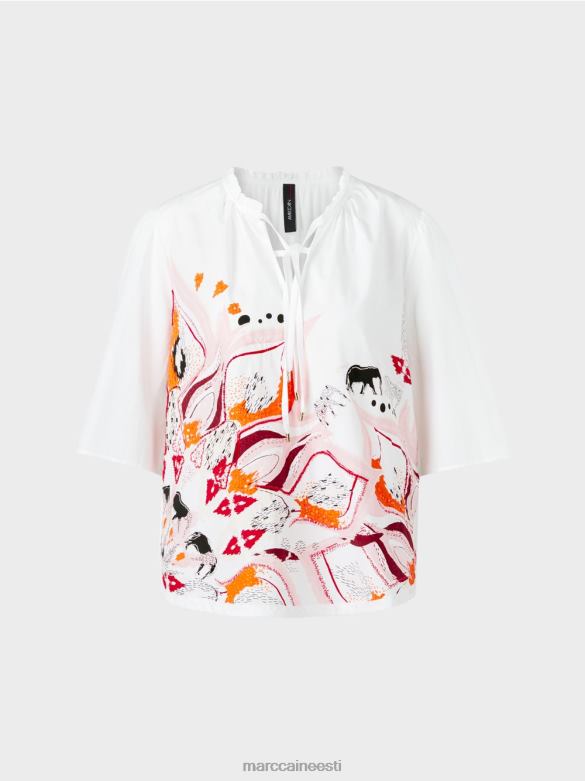 Marc Cain Riietus laienev pluus 3/4 pikkuste varrukatega J8DT918 sügav punane