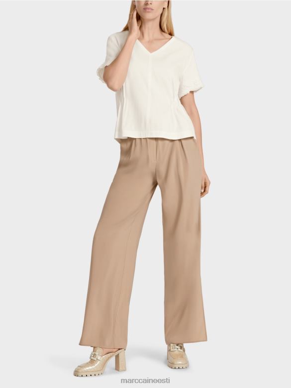 Marc Cain Riietus liibuv linane pluus J8DT954 määrdunudvalge