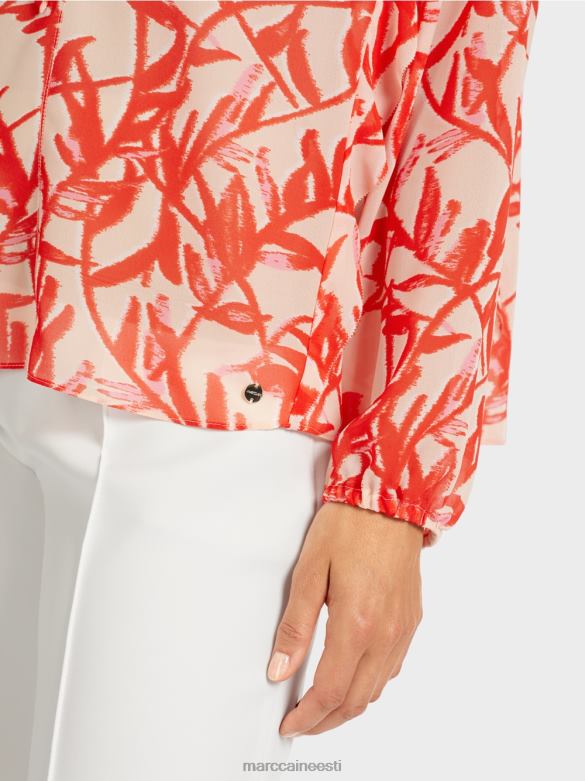 Marc Cain Riietus lillelise prindiga satsiline pluus J8DT973 särav päevitus