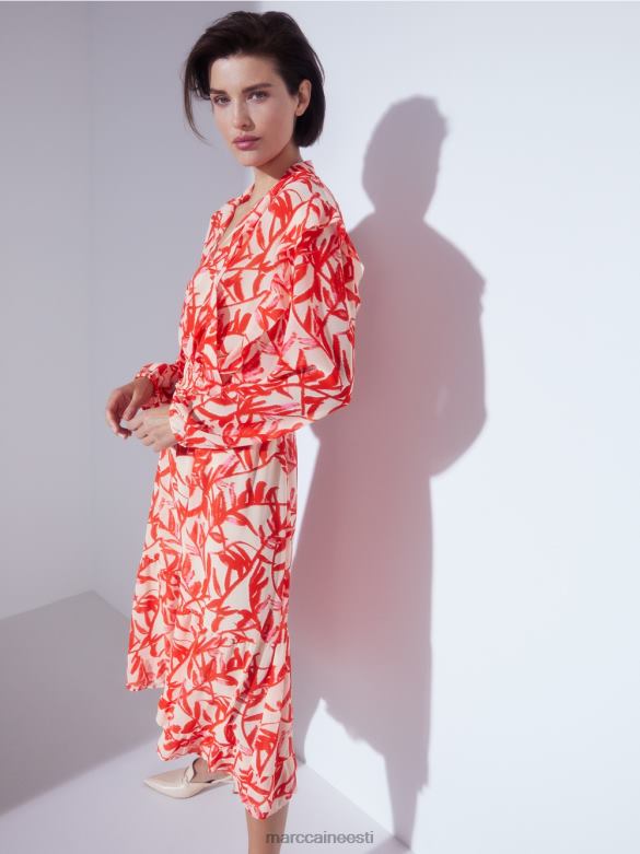 Marc Cain Riietus lillelise prindiga satsiline pluus J8DT973 särav päevitus