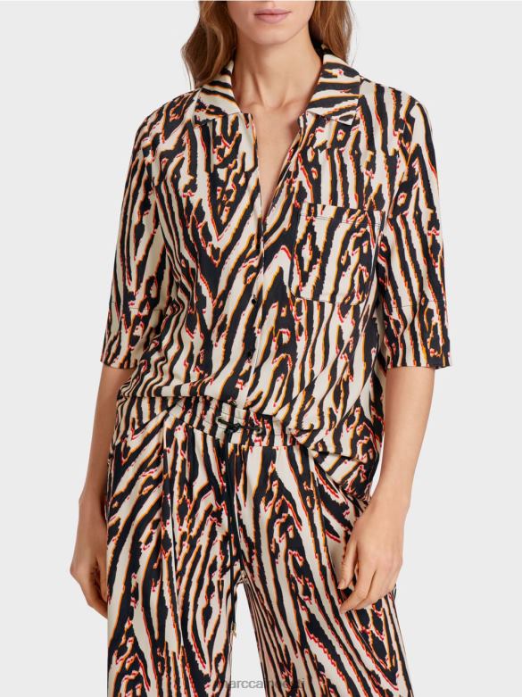 Marc Cain Riietus loomakarva trükiga pluus J8DT919 sügav punane