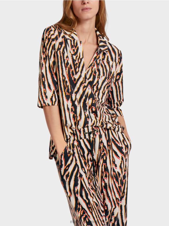 Marc Cain Riietus loomakarva trükiga pluus J8DT919 sügav punane