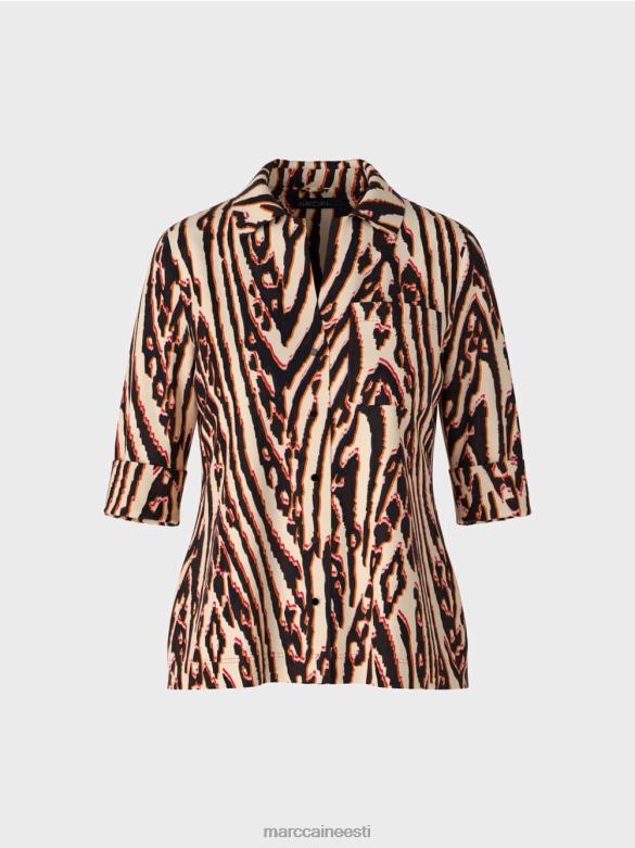 Marc Cain Riietus loomakarva trükiga pluus J8DT919 sügav punane