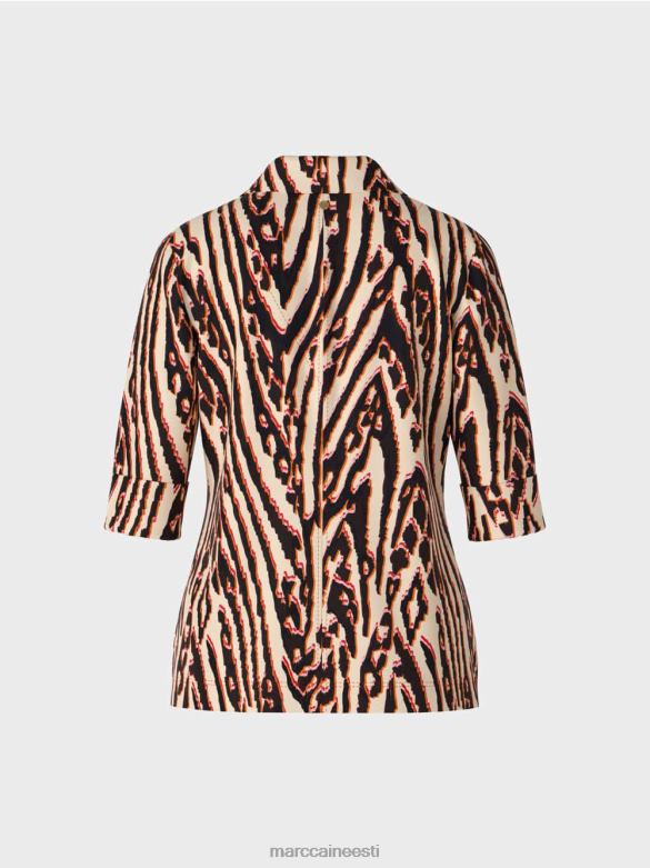 Marc Cain Riietus loomakarva trükiga pluus J8DT919 sügav punane