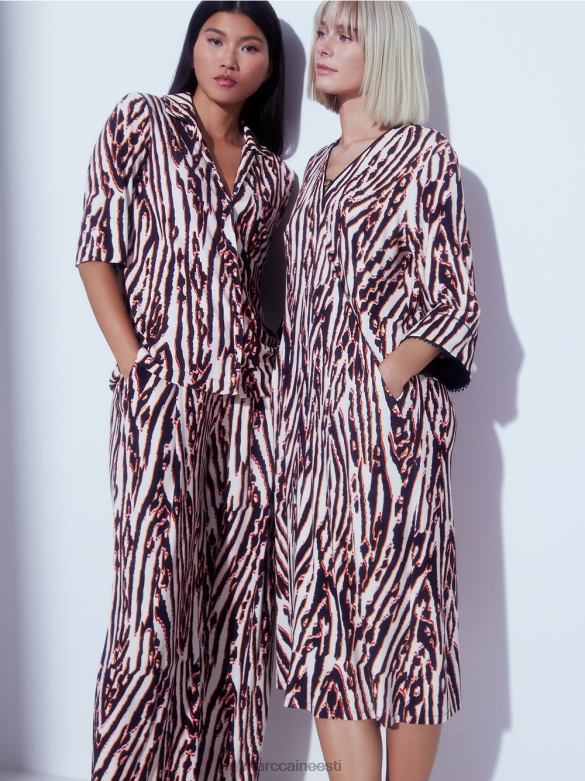 Marc Cain Riietus loomakarva trükiga pluus J8DT919 sügav punane