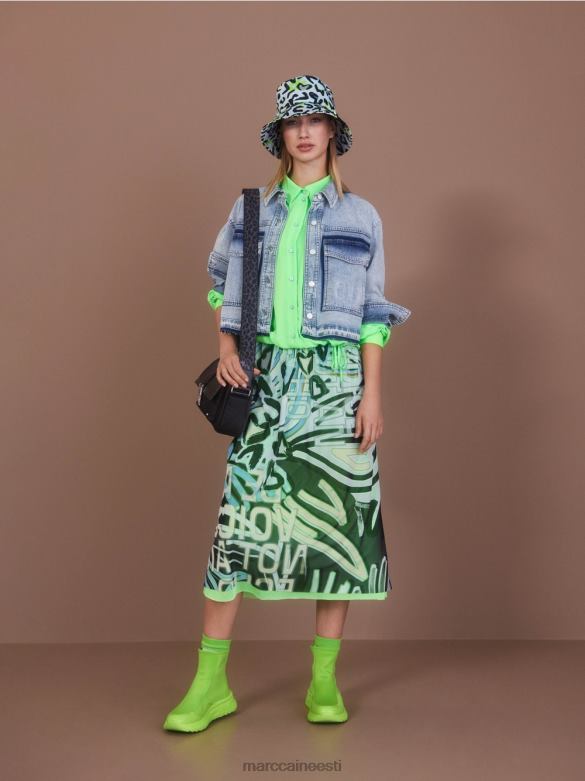 Marc Cain Riietus nööriga pluus J8DT875 särav šokeeriv roheline