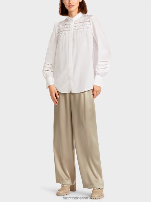 Marc Cain Riietus pitsäärtega pluus J8DT958 valge