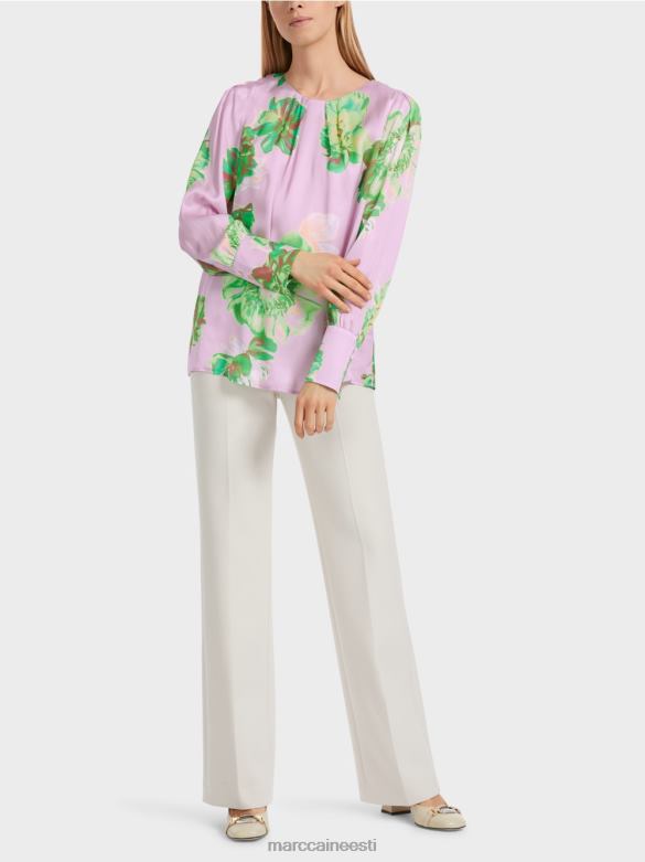 Marc Cain Riietus plisseeritud ümara kaelusega pluus J8DT842 särav lavendel