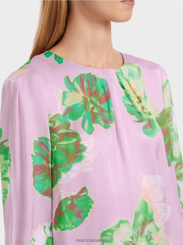 Marc Cain Riietus plisseeritud ümara kaelusega pluus J8DT842 särav lavendel