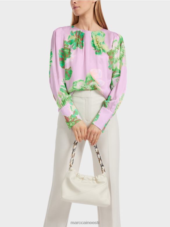 Marc Cain Riietus plisseeritud ümara kaelusega pluus J8DT842 särav lavendel