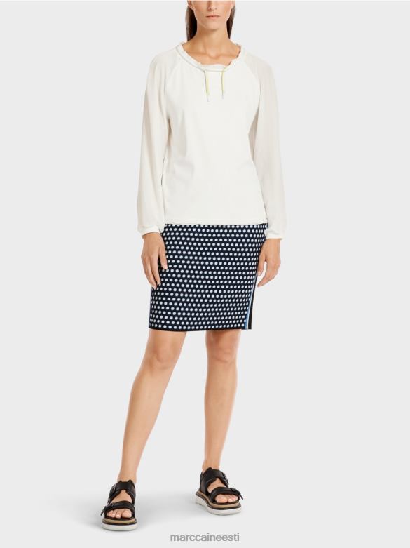 Marc Cain Riietus pluusi stiilis materjaliseguga topp J8DT992 määrdunudvalge