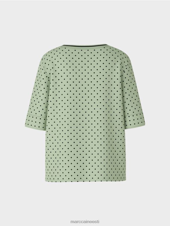 Marc Cain Riietus pluusi stiilis täppidega topp J8DT1014 pulber piparmünt