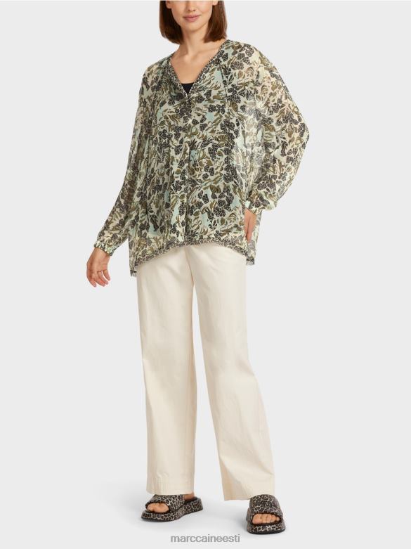Marc Cain Riietus pluusi stiilis viskooskrepist topp J8DT981 pehme katuseaken