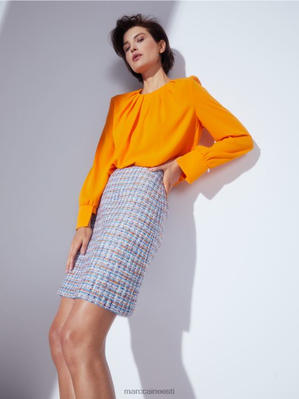 Marc Cain Riietus pluusi stiilis voltidega topp J8DT1019 selge oranž