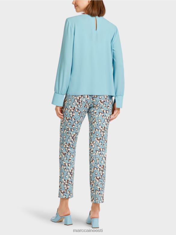 Marc Cain Riietus pluusi stiilis voltidega topp J8DT1020 atmosfääri sinine