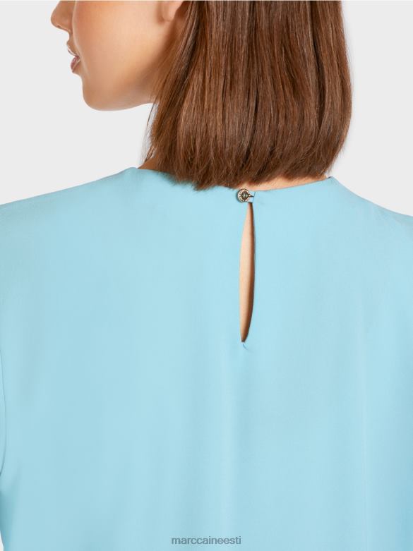 Marc Cain Riietus pluusi stiilis voltidega topp J8DT1020 atmosfääri sinine