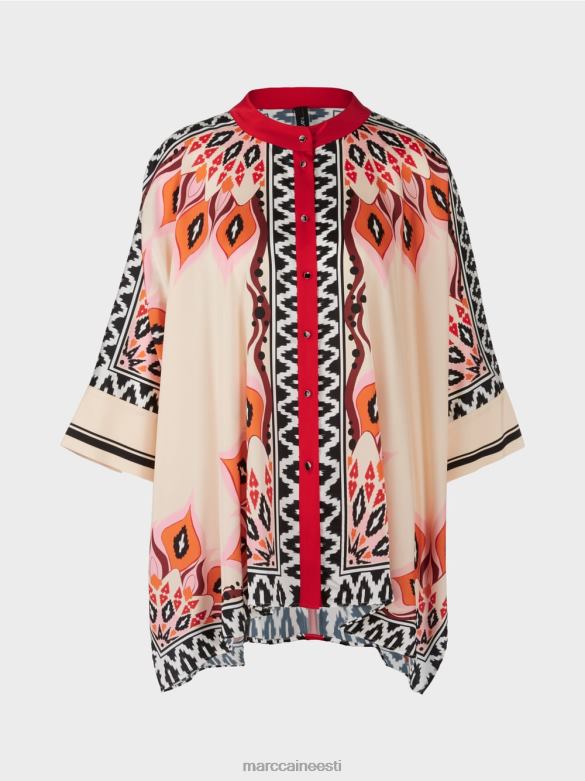 Marc Cain Riietus pontšo stiilis pluus J8DT914 sügav punane