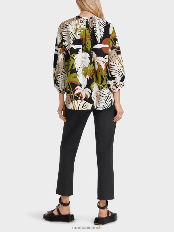 Marc Cain Riietus puuvillane a-line pluus J8DT944 sügav oliiviroheline