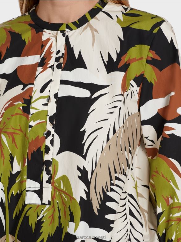 Marc Cain Riietus puuvillane a-line pluus J8DT944 sügav oliiviroheline