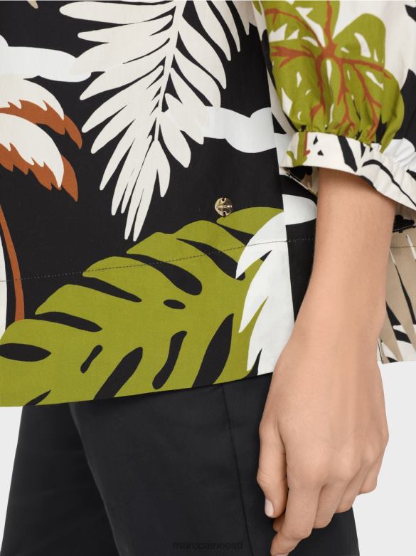 Marc Cain Riietus puuvillane a-line pluus J8DT944 sügav oliiviroheline