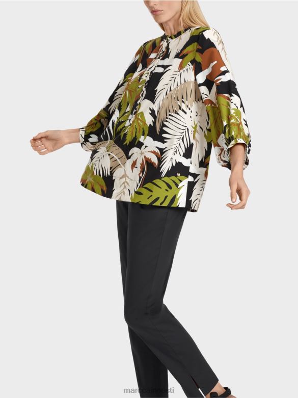 Marc Cain Riietus puuvillane a-line pluus J8DT944 sügav oliiviroheline