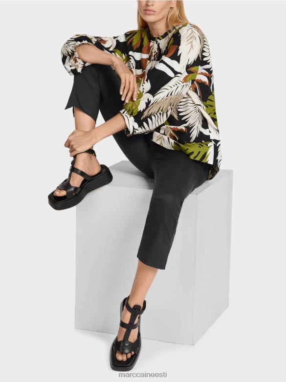 Marc Cain Riietus puuvillane a-line pluus J8DT944 sügav oliiviroheline