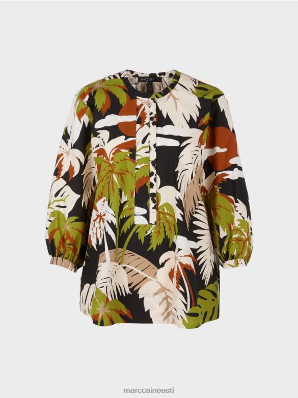 Marc Cain Riietus puuvillane a-line pluus J8DT944 sügav oliiviroheline