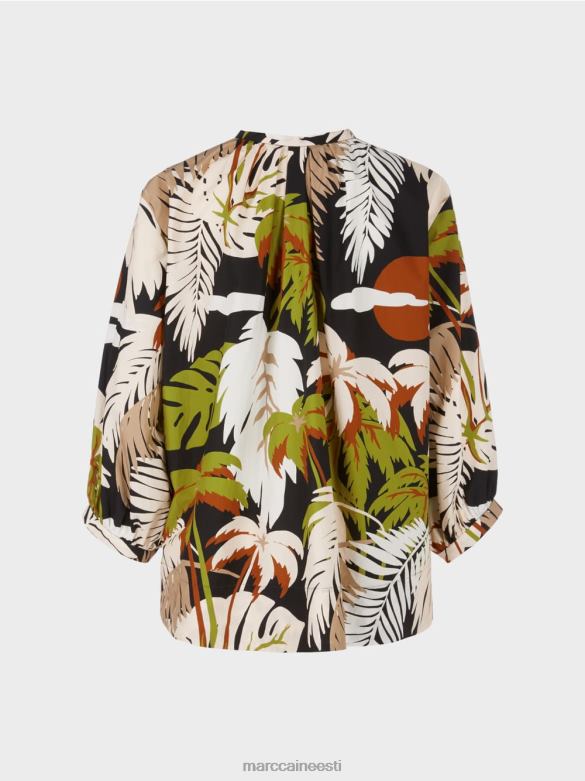 Marc Cain Riietus puuvillane a-line pluus J8DT944 sügav oliiviroheline