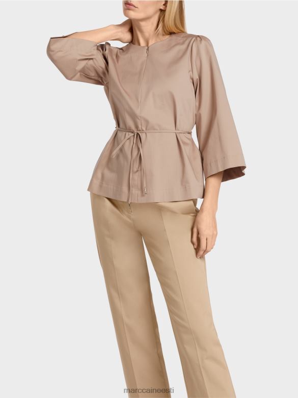 Marc Cain Riietus puuvillane pikkade varrukatega pluus J8DT948 sügav liiv