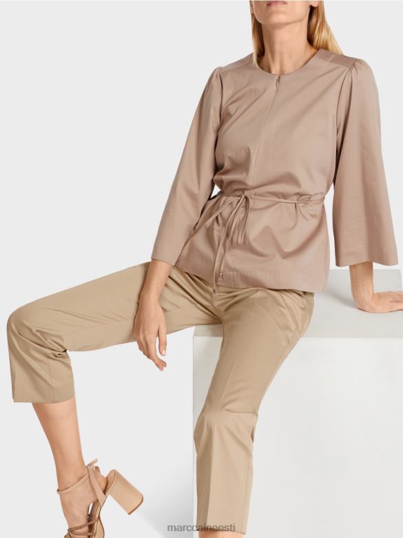 Marc Cain Riietus puuvillane pikkade varrukatega pluus J8DT948 sügav liiv