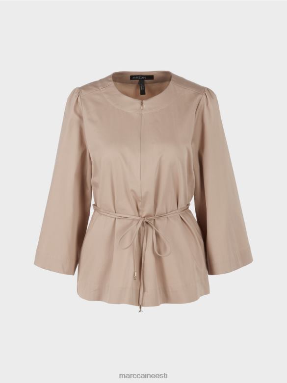 Marc Cain Riietus puuvillane pikkade varrukatega pluus J8DT948 sügav liiv