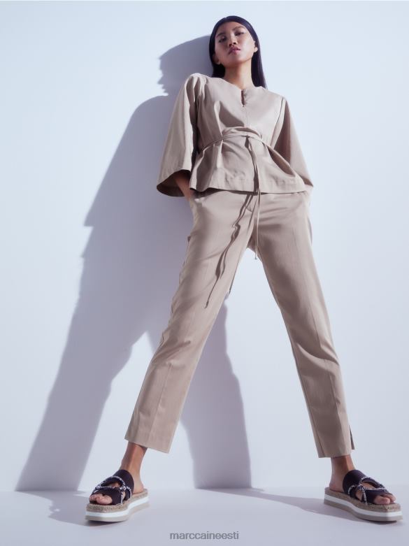 Marc Cain Riietus puuvillane pikkade varrukatega pluus J8DT948 sügav liiv