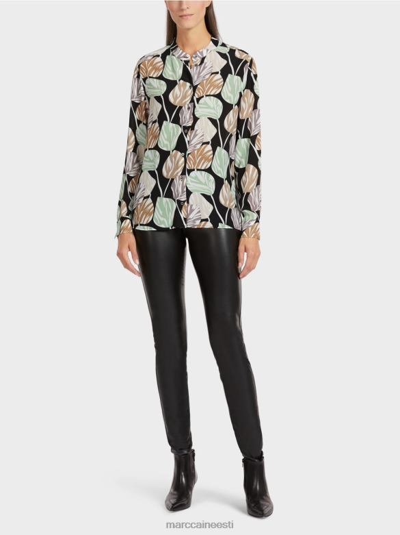 Marc Cain Riietus stiilne püstkraega pluus J8DT1023 pulber piparmünt