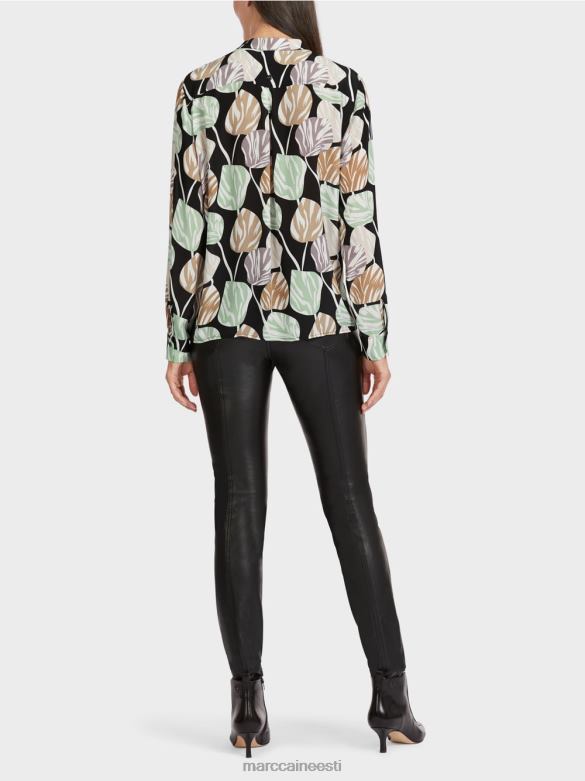 Marc Cain Riietus stiilne püstkraega pluus J8DT1023 pulber piparmünt