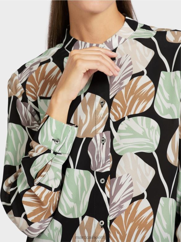 Marc Cain Riietus stiilne püstkraega pluus J8DT1023 pulber piparmünt