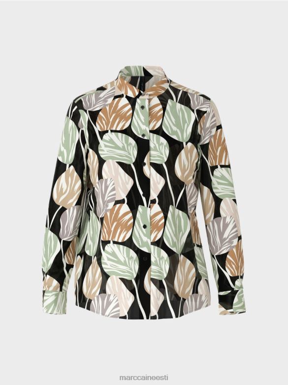 Marc Cain Riietus stiilne püstkraega pluus J8DT1023 pulber piparmünt