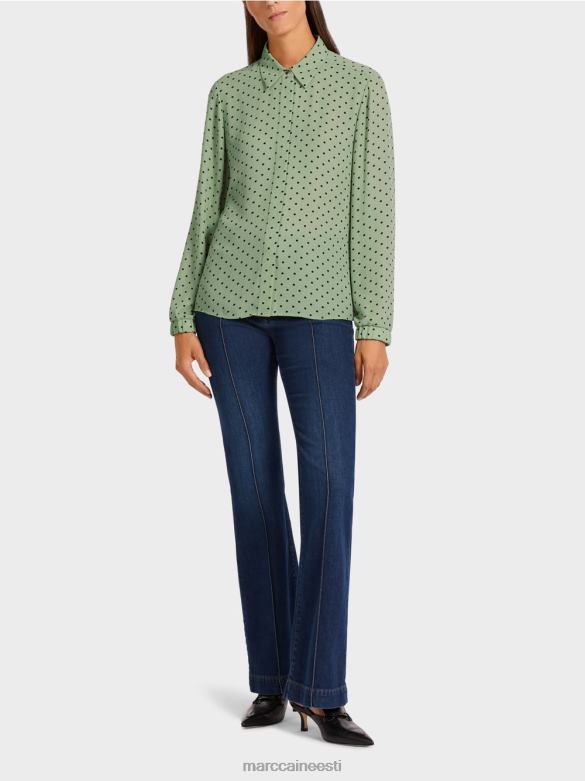 Marc Cain Riietus stiilne täpiline pluus J8DT1024 pulber piparmünt