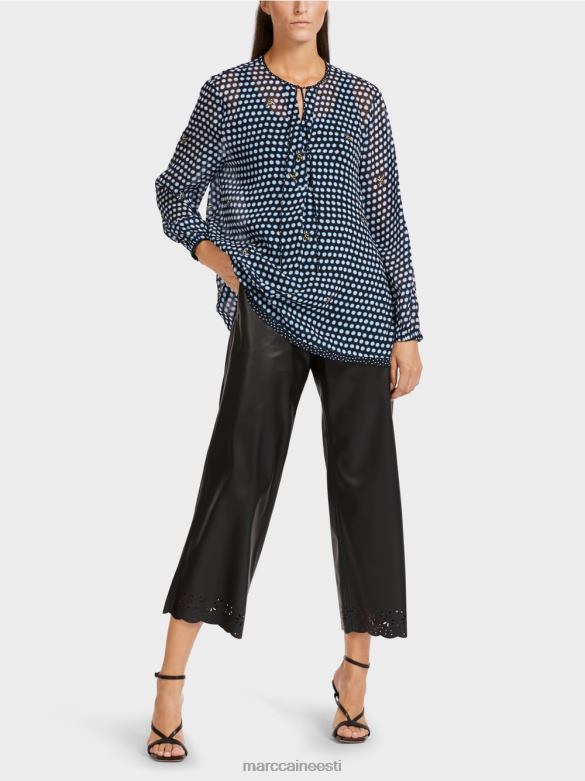 Marc Cain Riietus täpi ja mesilase motiiviga viskoosist pluus J8DT989 must