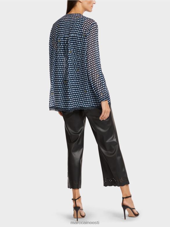 Marc Cain Riietus täpi ja mesilase motiiviga viskoosist pluus J8DT989 must