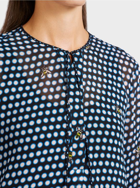 Marc Cain Riietus täpi ja mesilase motiiviga viskoosist pluus J8DT989 must