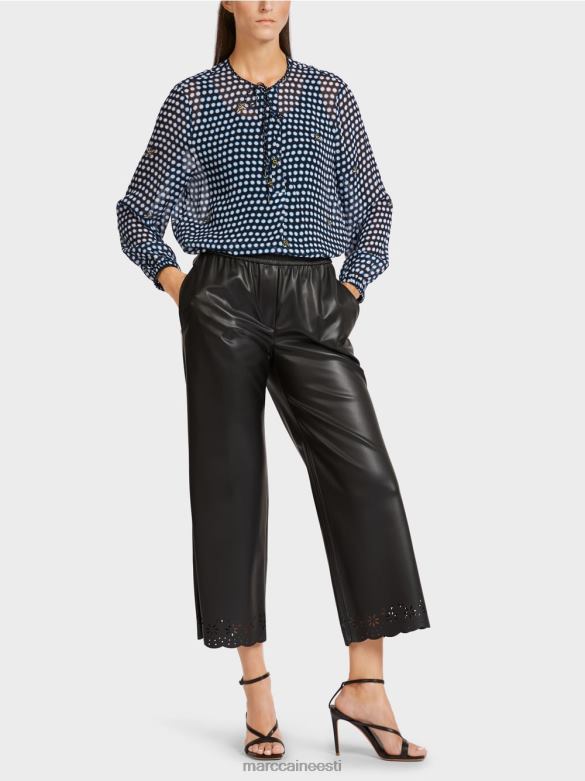 Marc Cain Riietus täpi ja mesilase motiiviga viskoosist pluus J8DT989 must