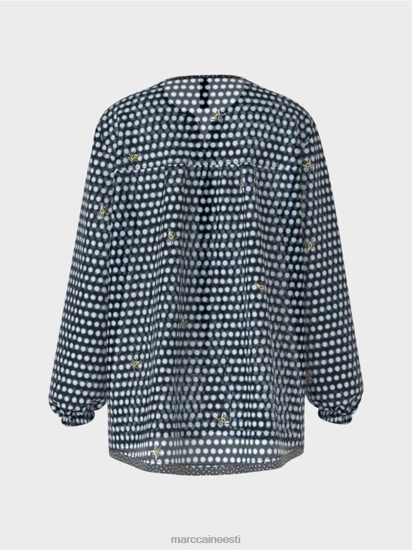 Marc Cain Riietus täpi ja mesilase motiiviga viskoosist pluus J8DT989 must