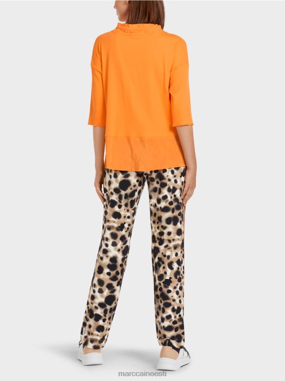 Marc Cain Riietus tekstuuride seguga pluusi stiilis topp J8DT983 ereoranž