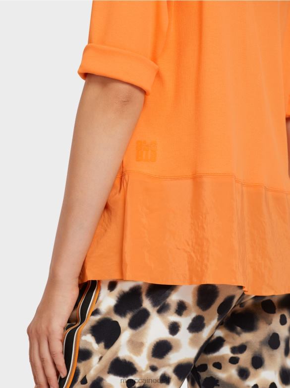 Marc Cain Riietus tekstuuride seguga pluusi stiilis topp J8DT983 ereoranž