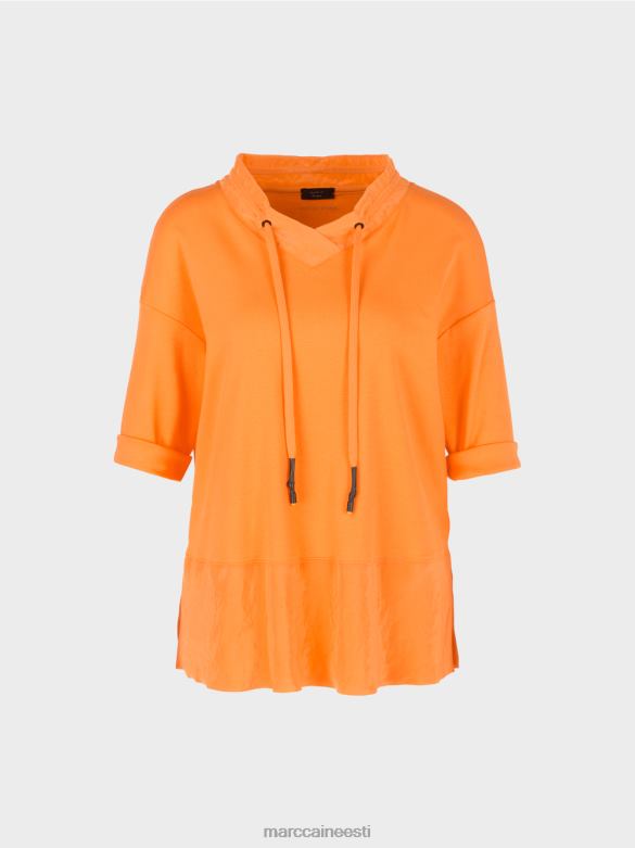 Marc Cain Riietus tekstuuride seguga pluusi stiilis topp J8DT983 ereoranž