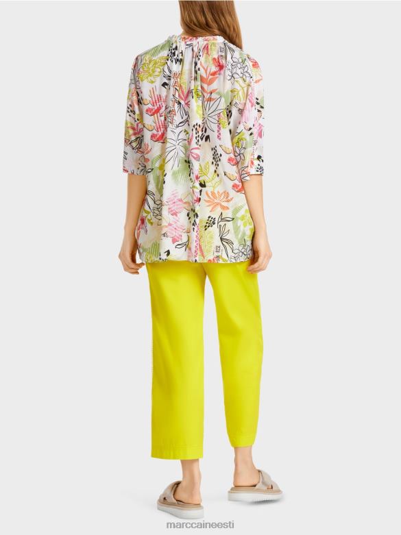 Marc Cain Riietus trükitud lillelise mustriga pluus J8DT937 kerge limeaad